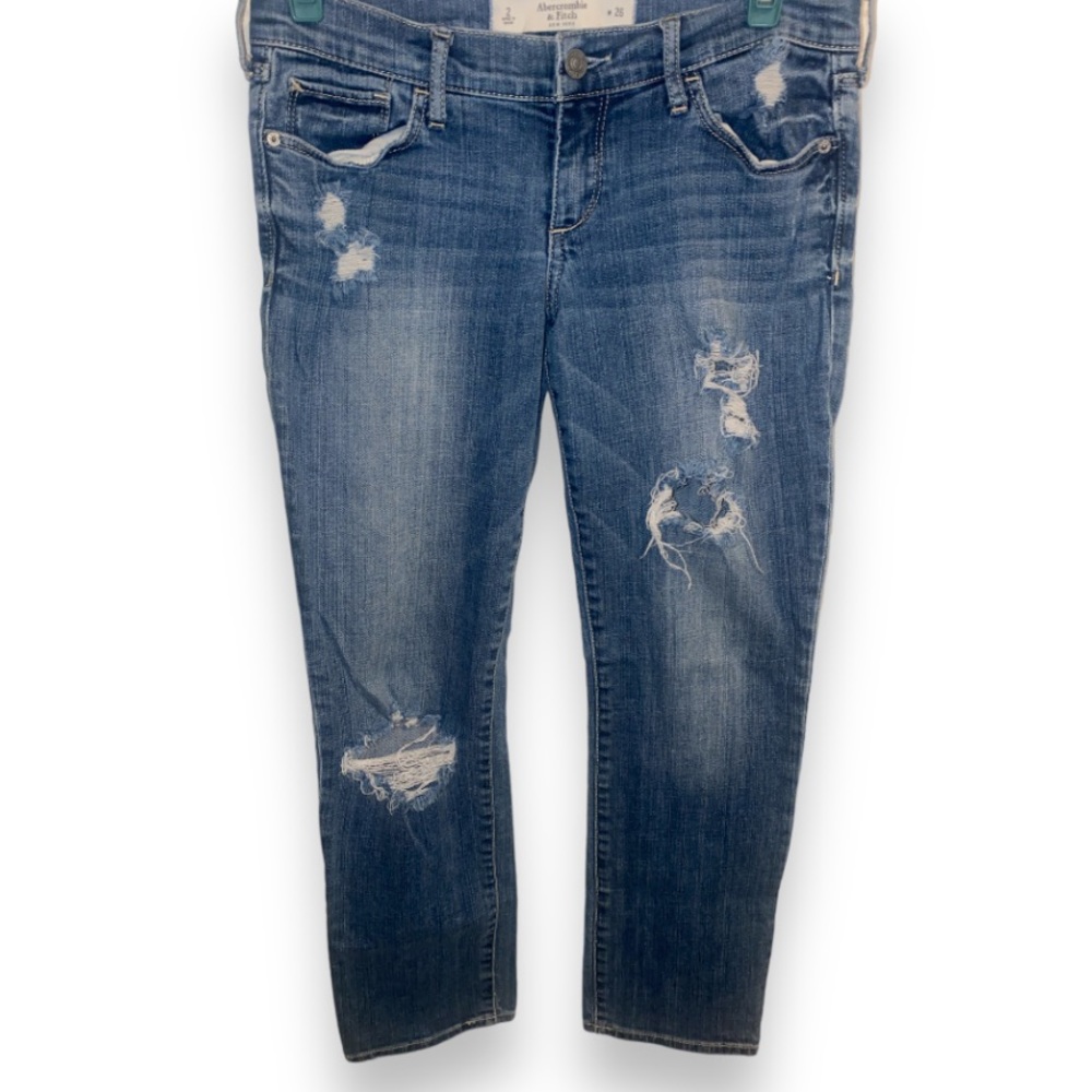 ABERCROMBIE & FITCH A&F VTG Y2K Perfect Stretch Distressed Low Rise Jeans 2/W26